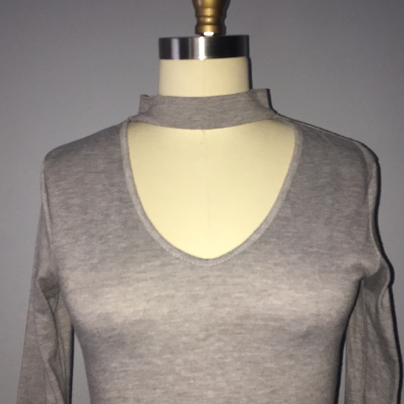 Grey Choker Tie Front Dress - Picture 2 of 5